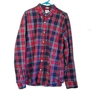 J. Crew Thomas Mason Blue Red Plaid Long Sleeve Button Down Slim Fit Shirt XL